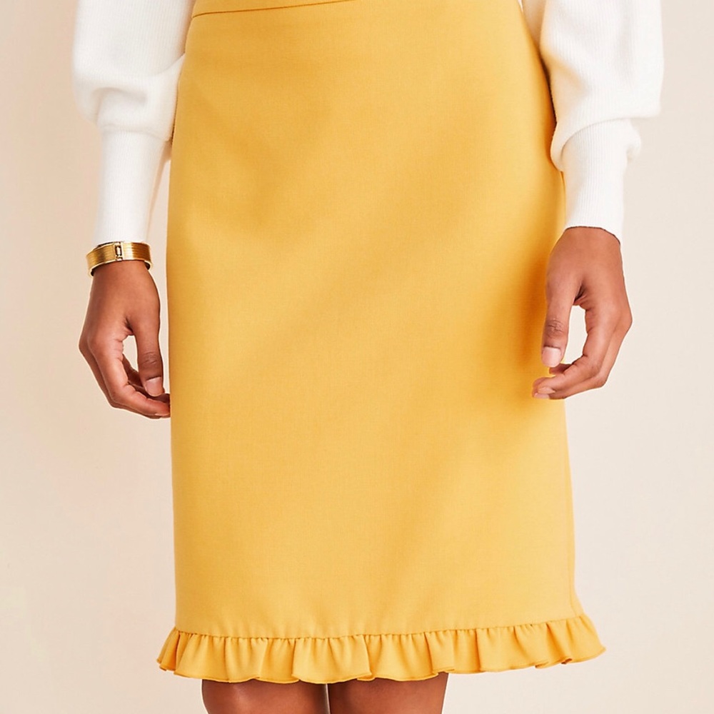 NWT Ann Taylor mustard ruffle skirt